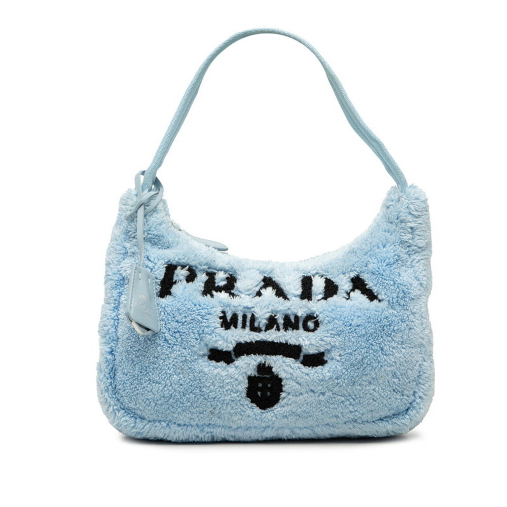 Prada Triangle Logo Plate Re-Edition 2000 Terry One-Shoulder Bag Handbag Blue...
